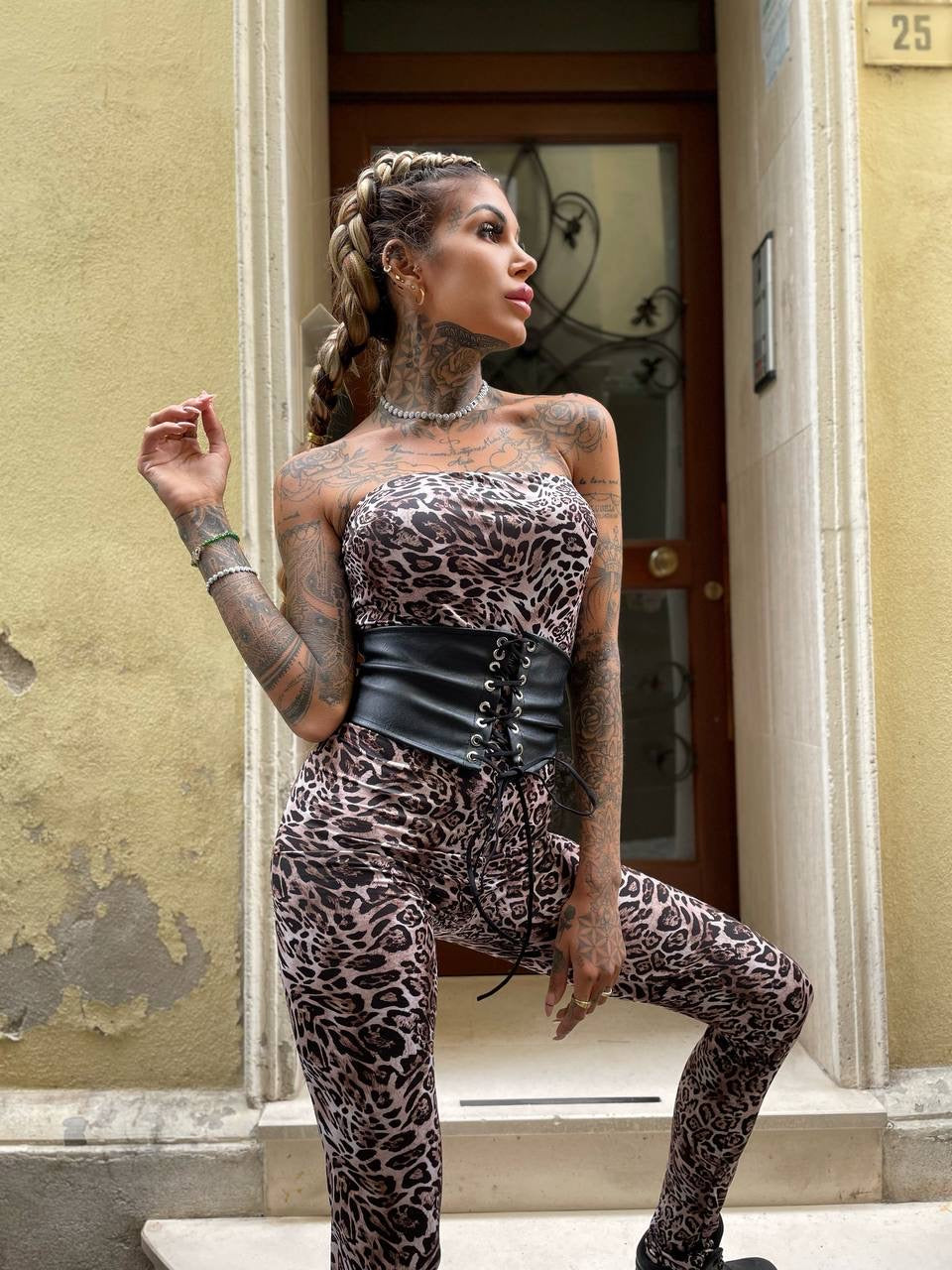 Tuta lunga aderente animalier