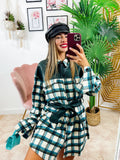 Giacca a quadri double verde