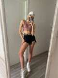 Short nero con strappini