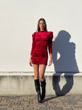 Abito in velluto aderente rosso