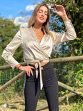 Top in raso beige