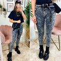 jeans nero con cintura
