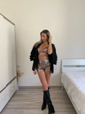 Completo top e short paillettes bronzo