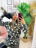 Maxi maglione morbidissimo con cuori Grigio