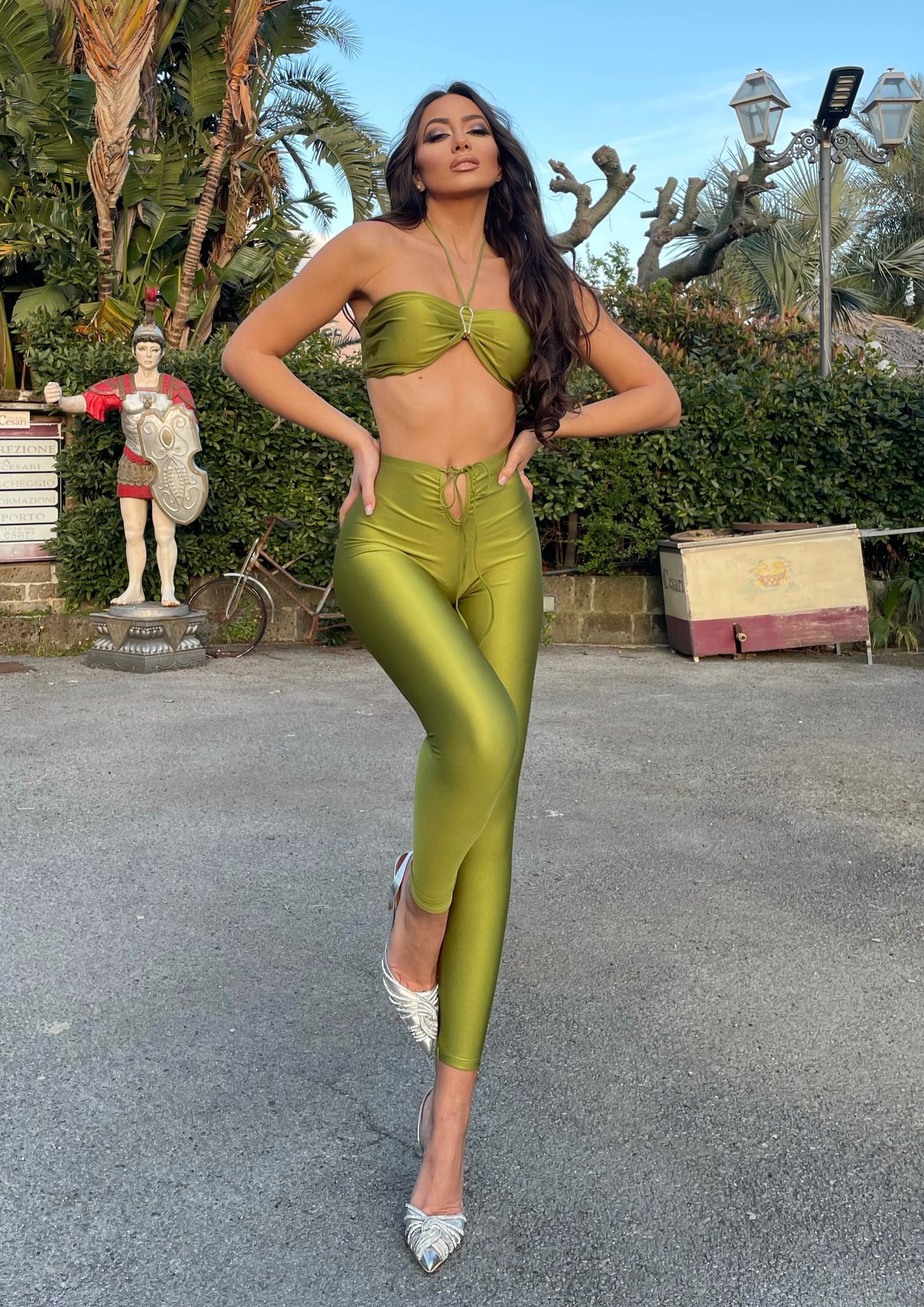 Completo top e pantalone lime