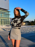 Maglione fiocco di neve nero e argento