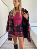 Cappotto check fucsia nero