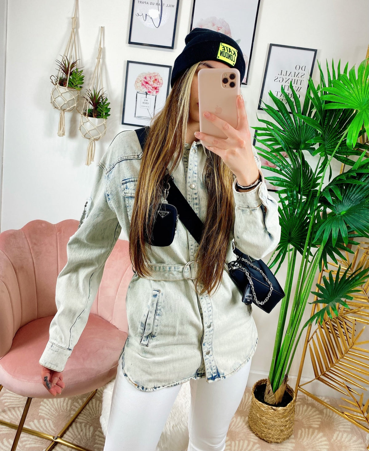 Giacca di jeans con dettagli e cintura