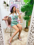 Completo etnico Short e t-shirt base Verde