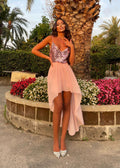 Abito in velo rosa con paillettes