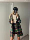 Cappotto check trama verde