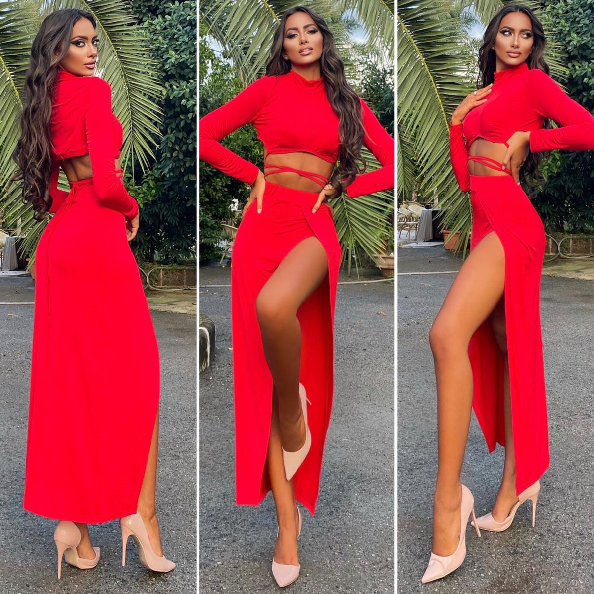 Completo rosso top e gonna Anastasia