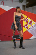 Abito corto in jeans con lacci