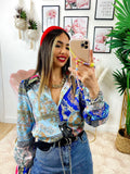 Camicia etnica base blu