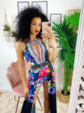 Tutina a fiori con maxi gonna