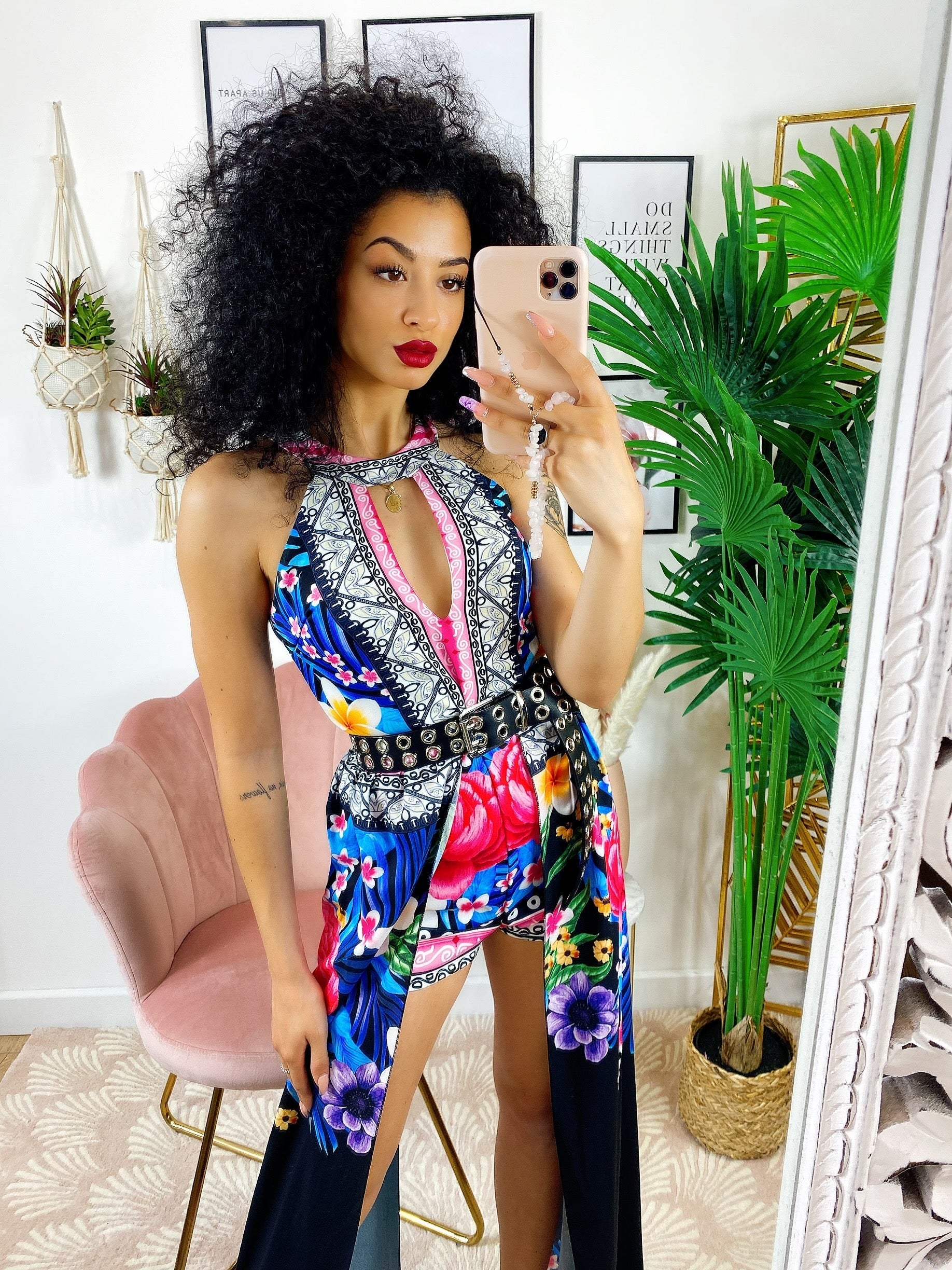 Tutina a fiori con maxi gonna