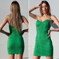 Abito aderente arricciato verde