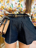 Short nero jeans ampio