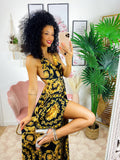 Dress Afrodite stampa etnica nera