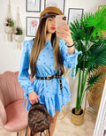 Tutina a Cuori con gonna a balze celeste