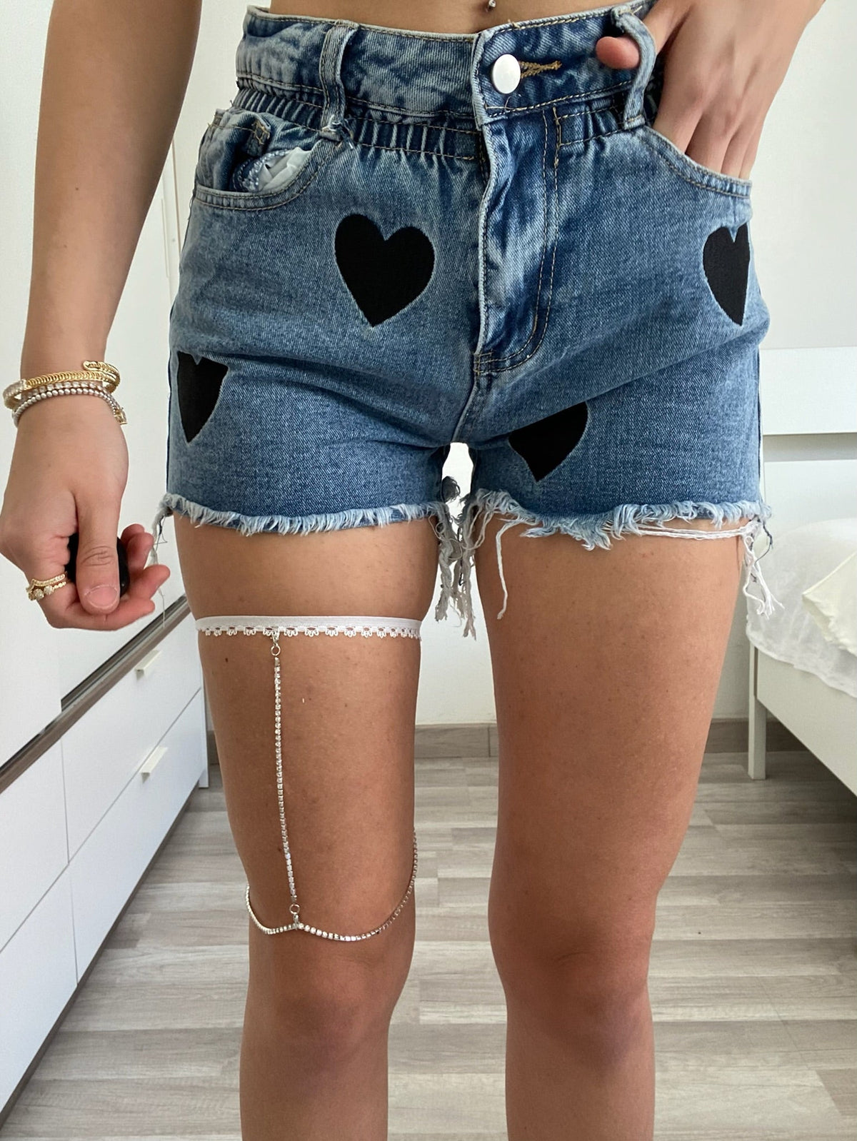 Catenina gamba con strass