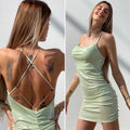Abito menta con incrocio e push up