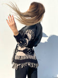 Cardigan frange e cinta dettaglio beige