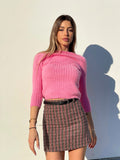 Gonna in tweed dettaglio rosa barbie