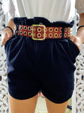 Short nero con elastico in vita