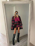 Cappotto check fucsia nero