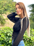Blusa nera bottoncini oro