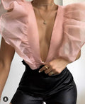 Body con scollo a V e rouches