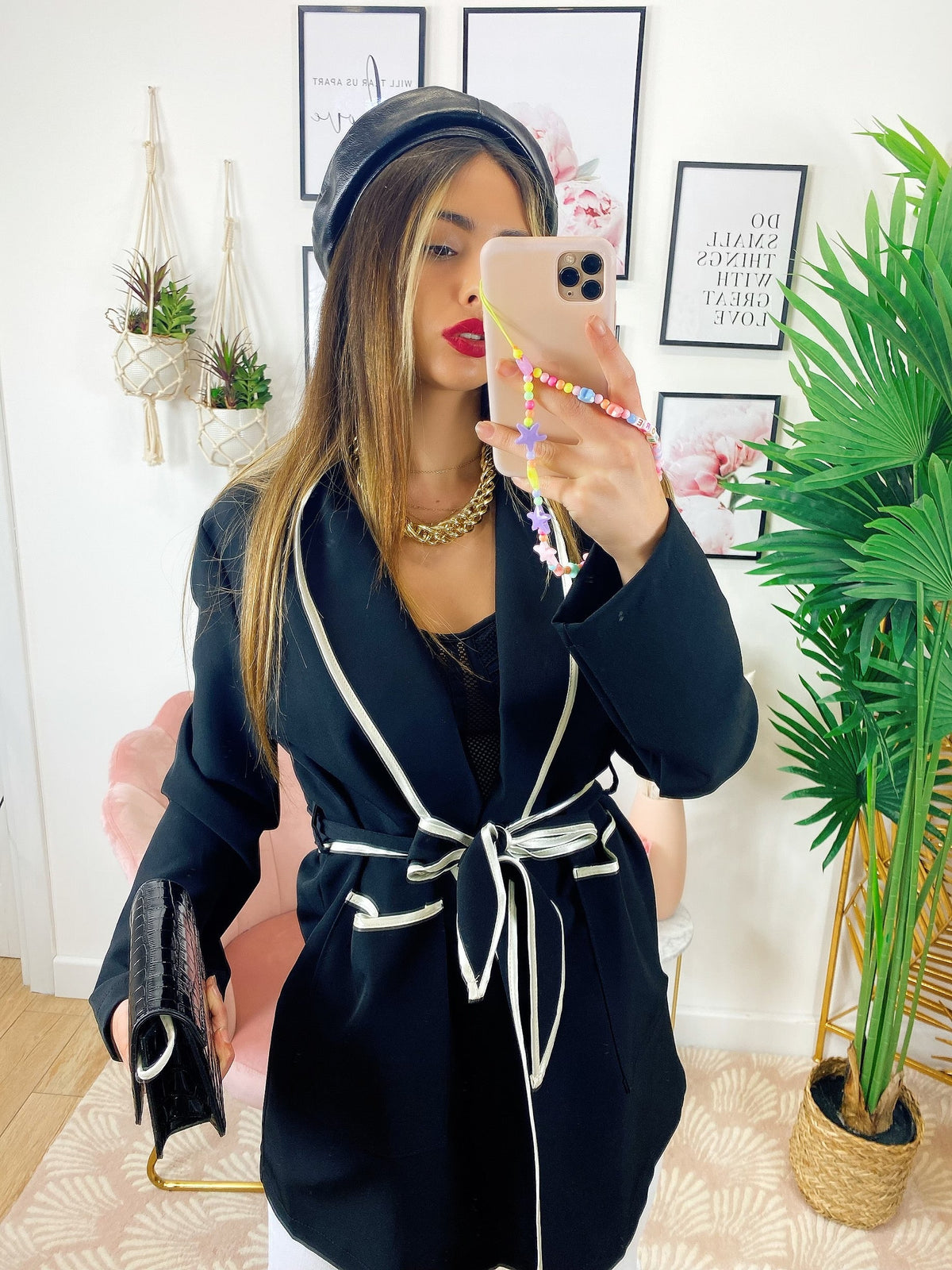 Giacca con cintura nera