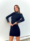 Abito nero con strass argento