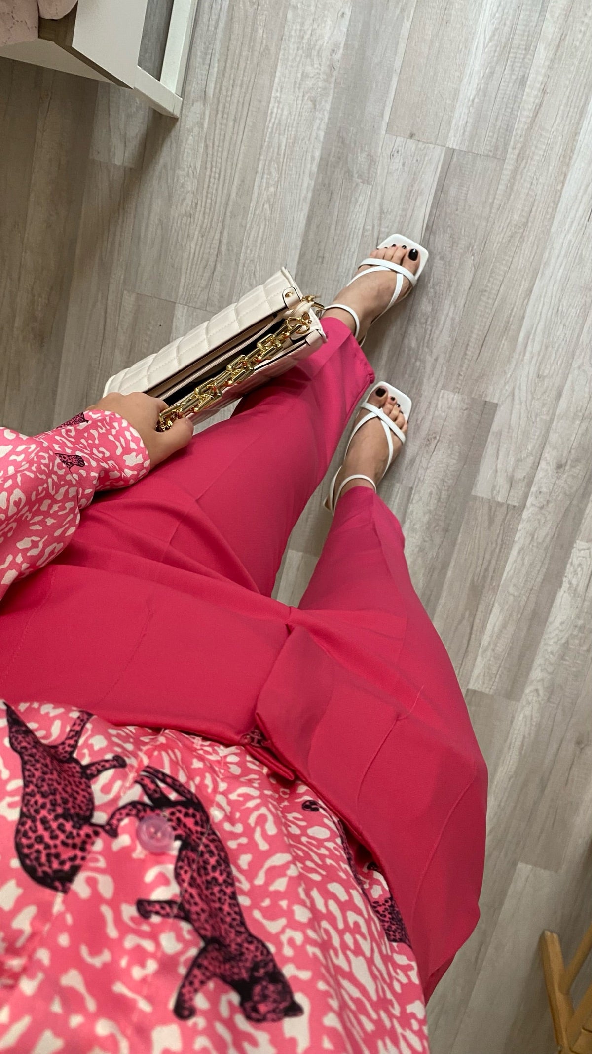 Pantalone vita alta Fuxia