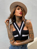 Top bianco e nero con V