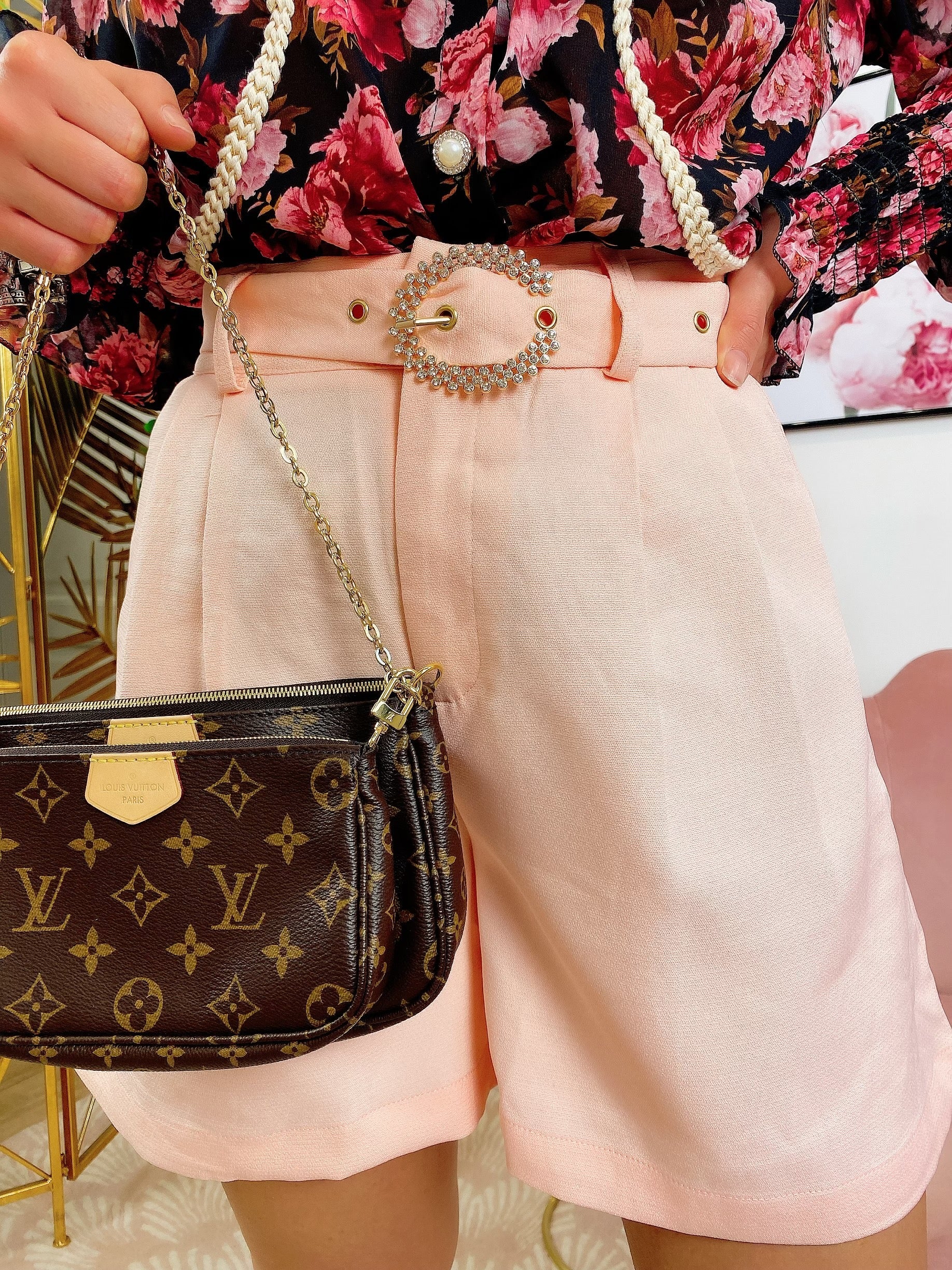 Short con cintura gioiello Rosa
