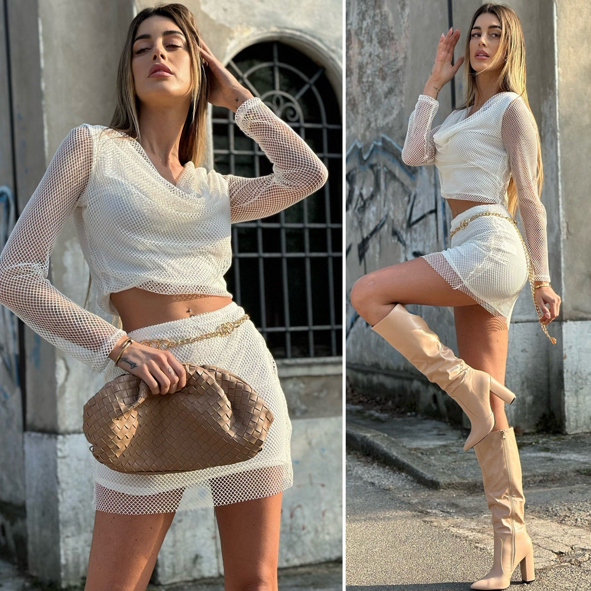 Completo bianco a retina