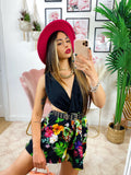 Tutina con pantaloncino a fiori
