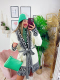 Cardigan con frange bianco nero