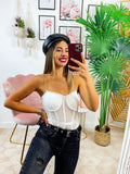 Body con trasparenze e catena bianco