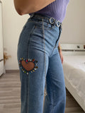 Jeans a zampa con cuore