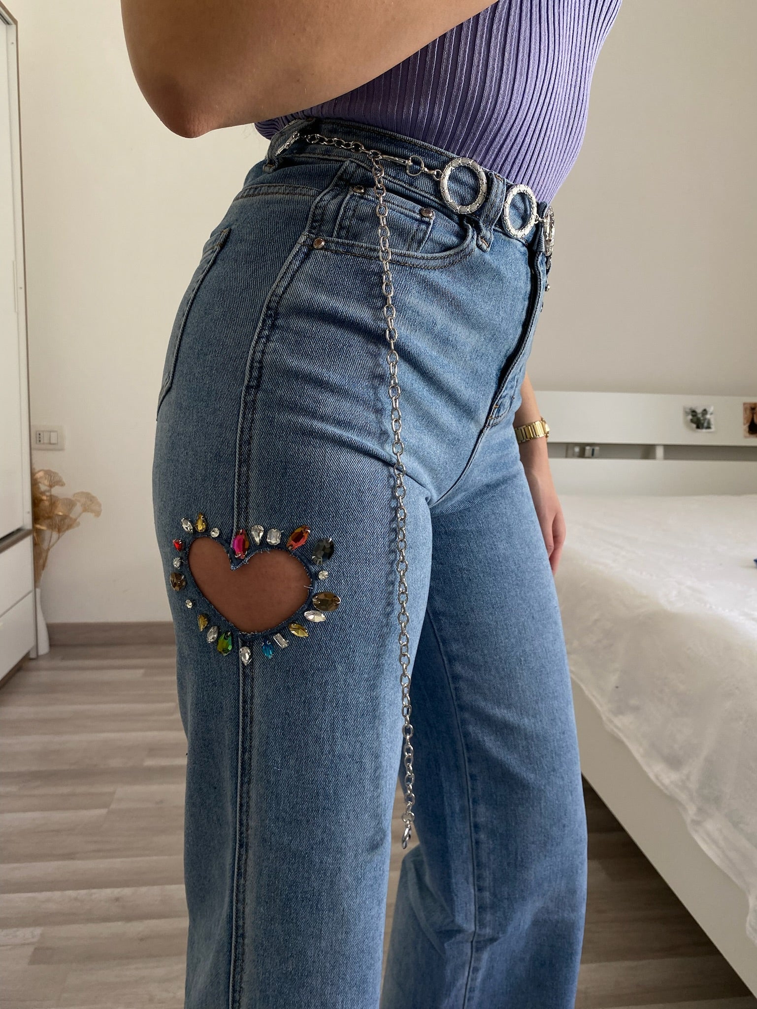 Jeans a zampa con cuore