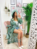Kimono base floreale verde