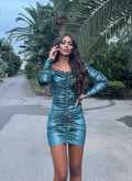 Abito in velluto glitter ottanio