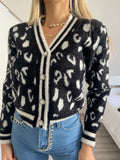 Cardigan animalier nero