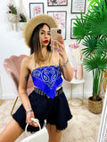 Top stampa bandana blu