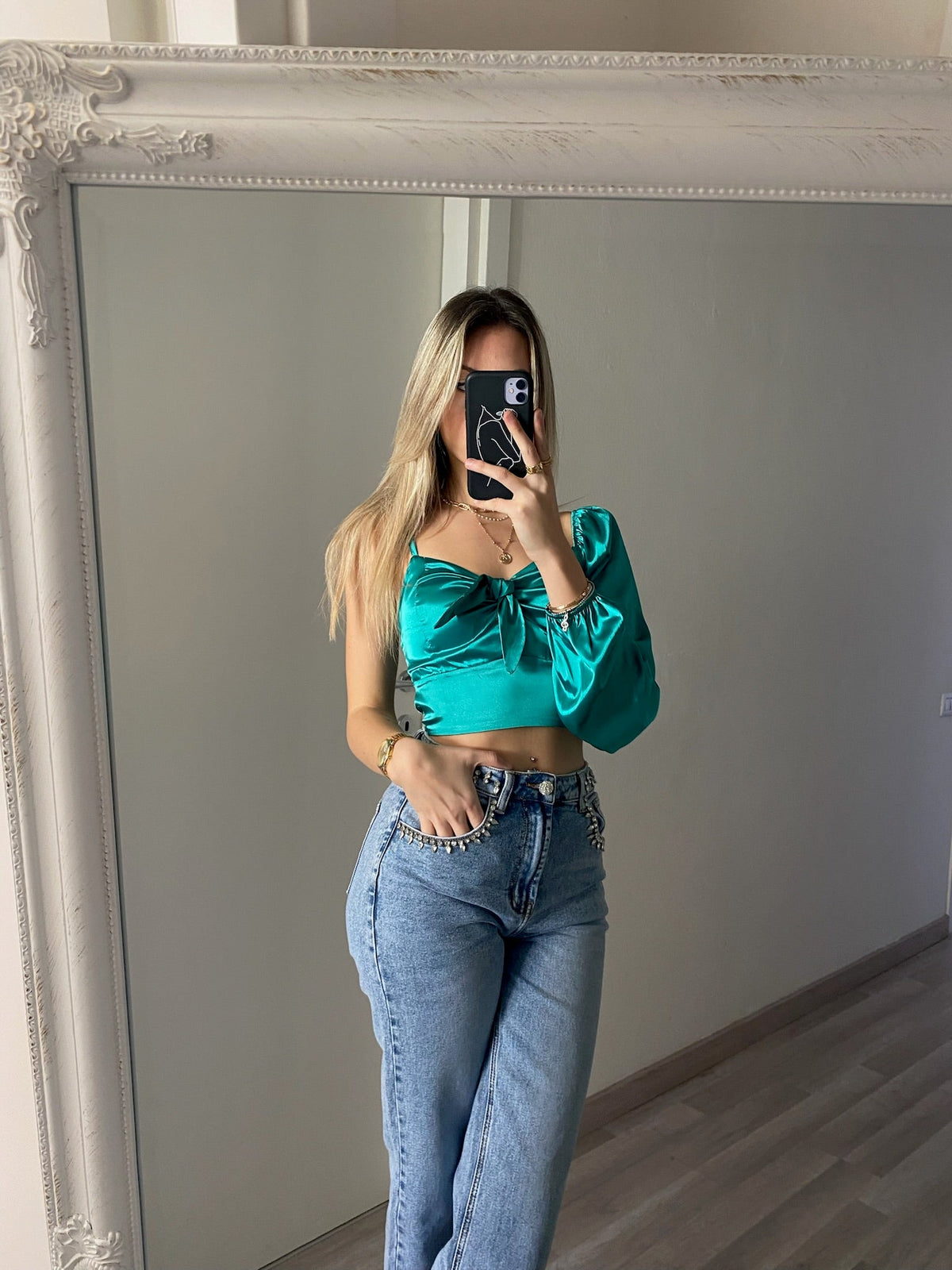 Top in raso monospalla