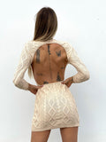 Abito a trecce schiena aperta beige