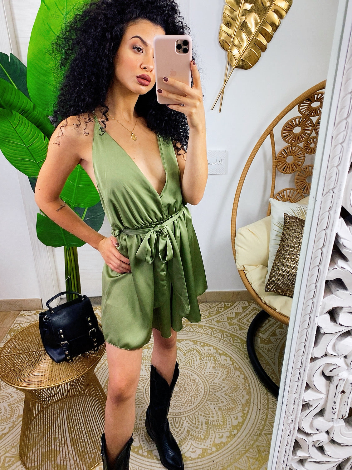 Tutina gioia satin verde militare